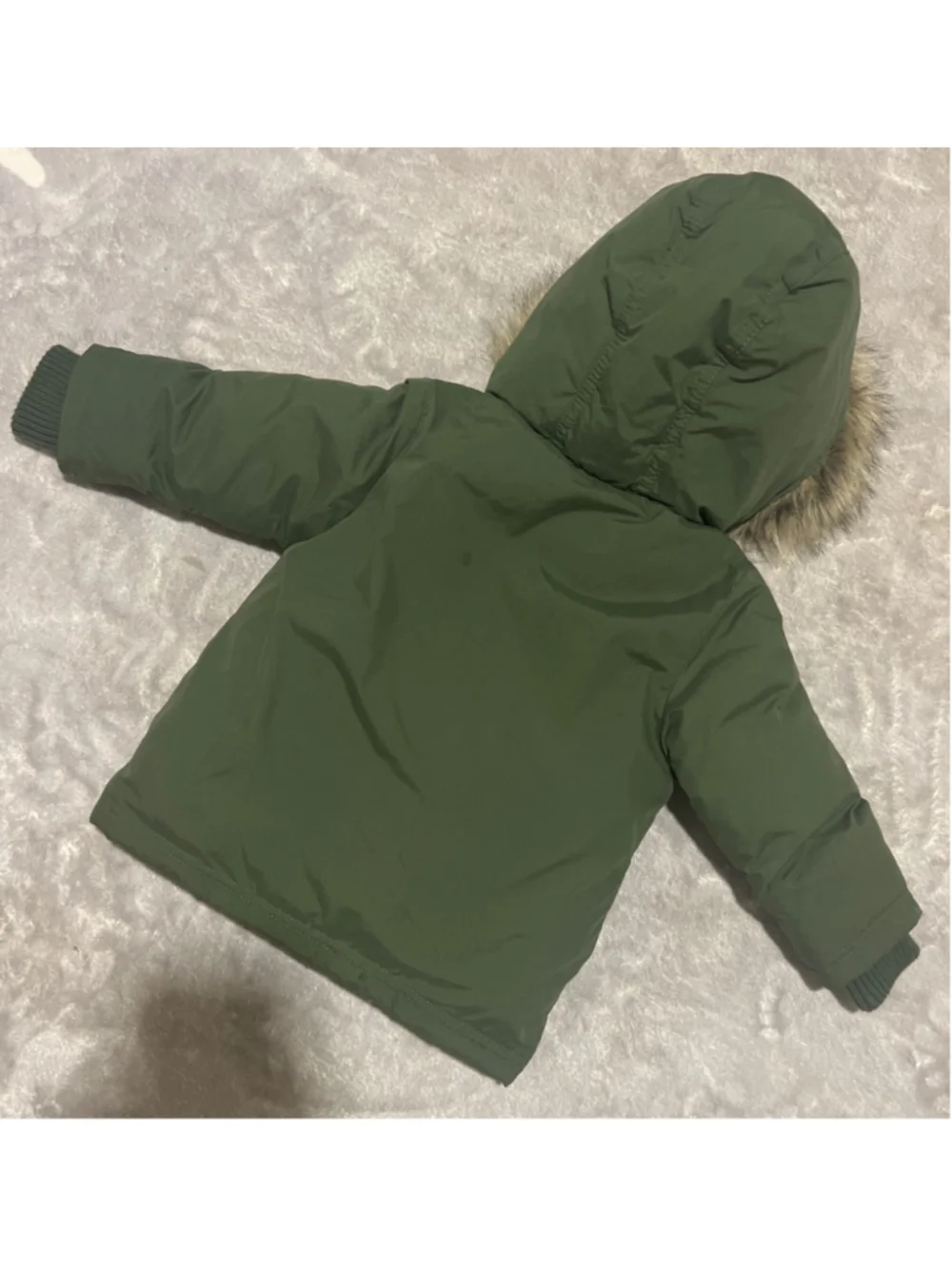 Boys Old Navy Water Resistant Hooded Snow Puffer Jacket 2T Green Faux Fur UNISEX - Picture 10 of 10